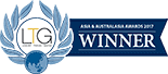 Queenstown Wine Trail Luxury Travel Guide award badge, blue and white circular badge with blue ribbon, stating Asia and Australasia winner